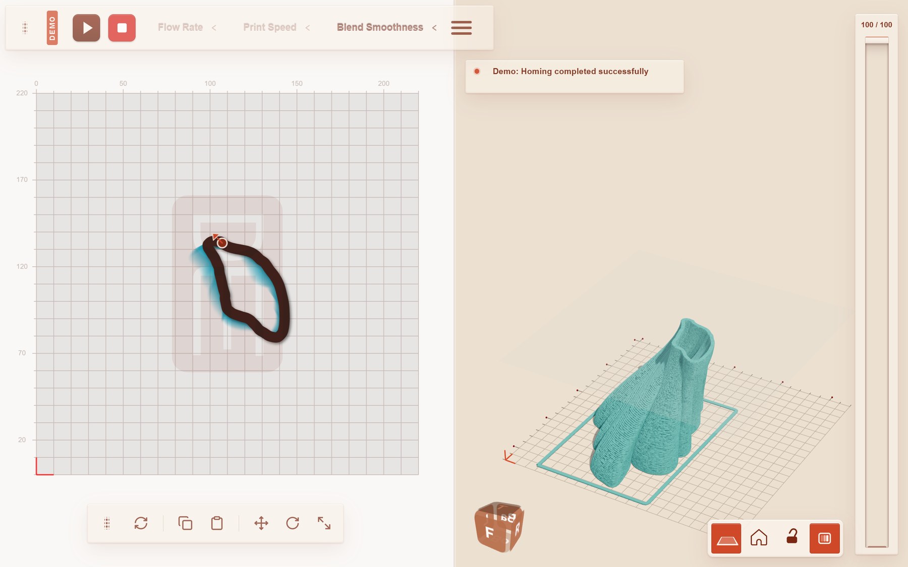 DIRECTED's drawing canvas beside its live 3D preview