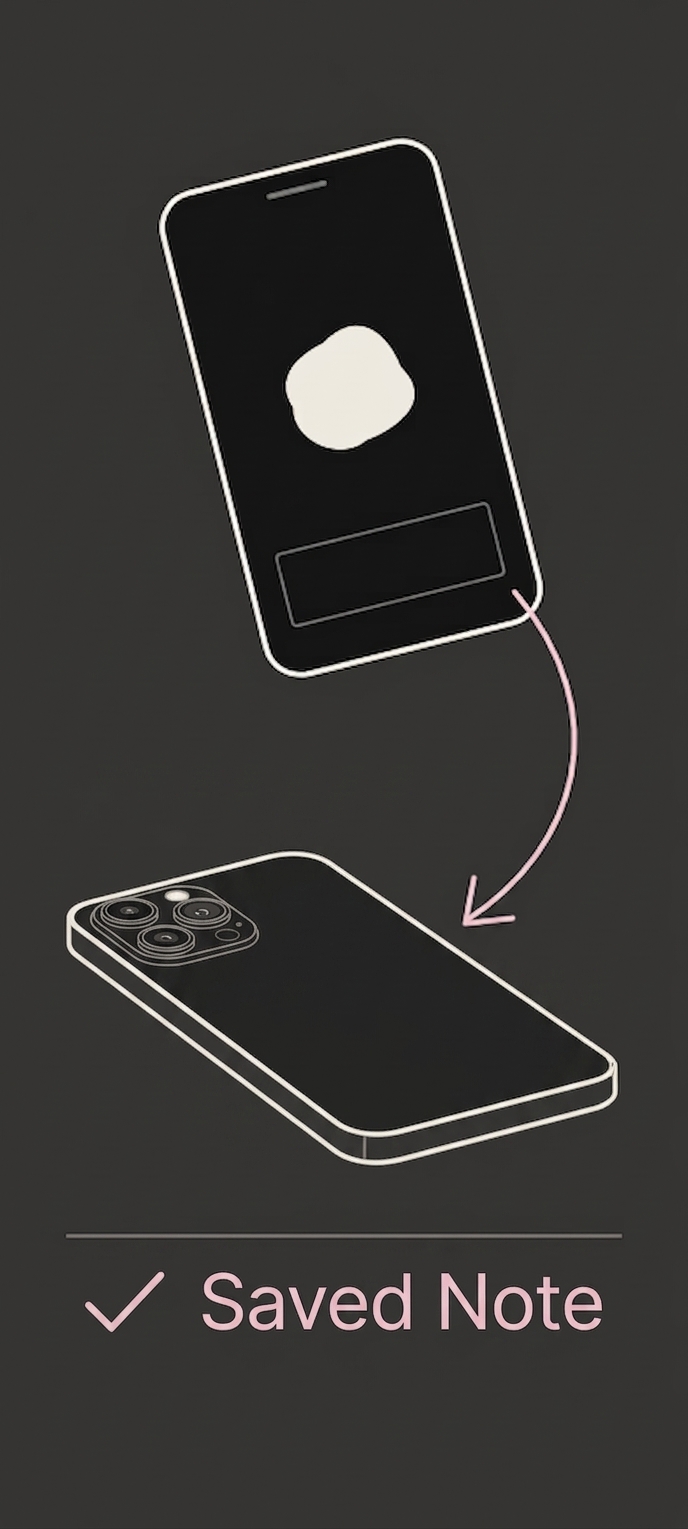 Illustration of a phone turning from screen-up to face-down on a surface